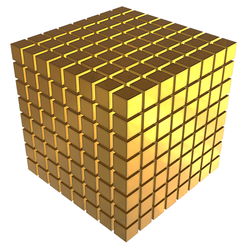 A solid gold 8x8 cube